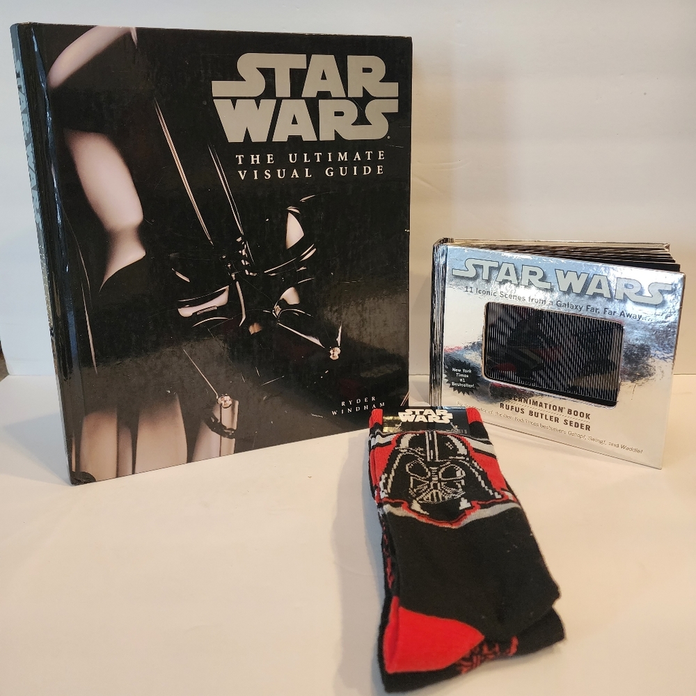 Star Wars Lot Of 2 Books And 1 Pair of New Socks.